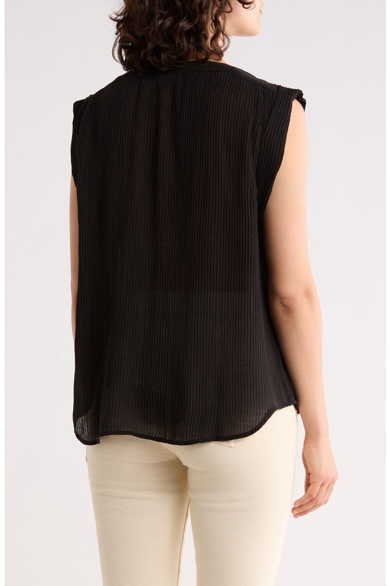 Cap Sleeve Shirred Top, Alternate, color, BLACK