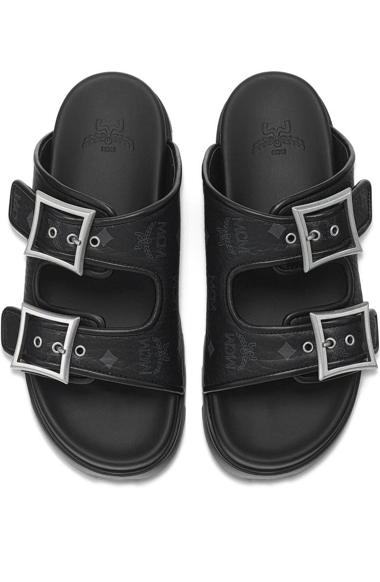 MCM Sandals in Visetos, Alternate, color, Black