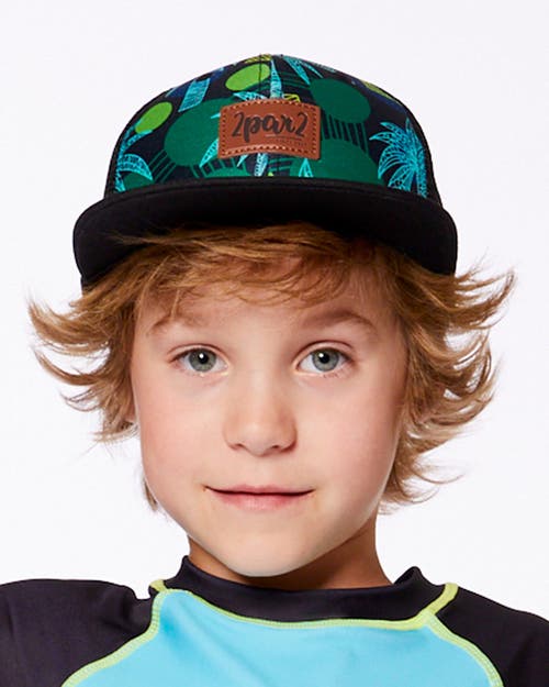 DEUX PAR DEUX DEUX PAR DEUX BOY'S PRINTED CAP GREEN JUNGLE ON BLACK