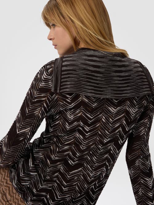 Missoni High-neck Buttoned Sweater With Chevron Pattern In Black