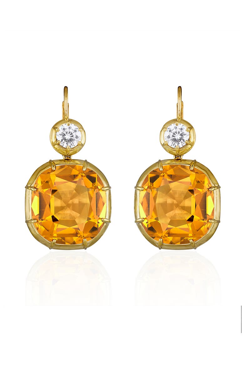 Imperial Citrine & Diamond Drop Earrings, Alternate, color, D1.20 CI 18KYG