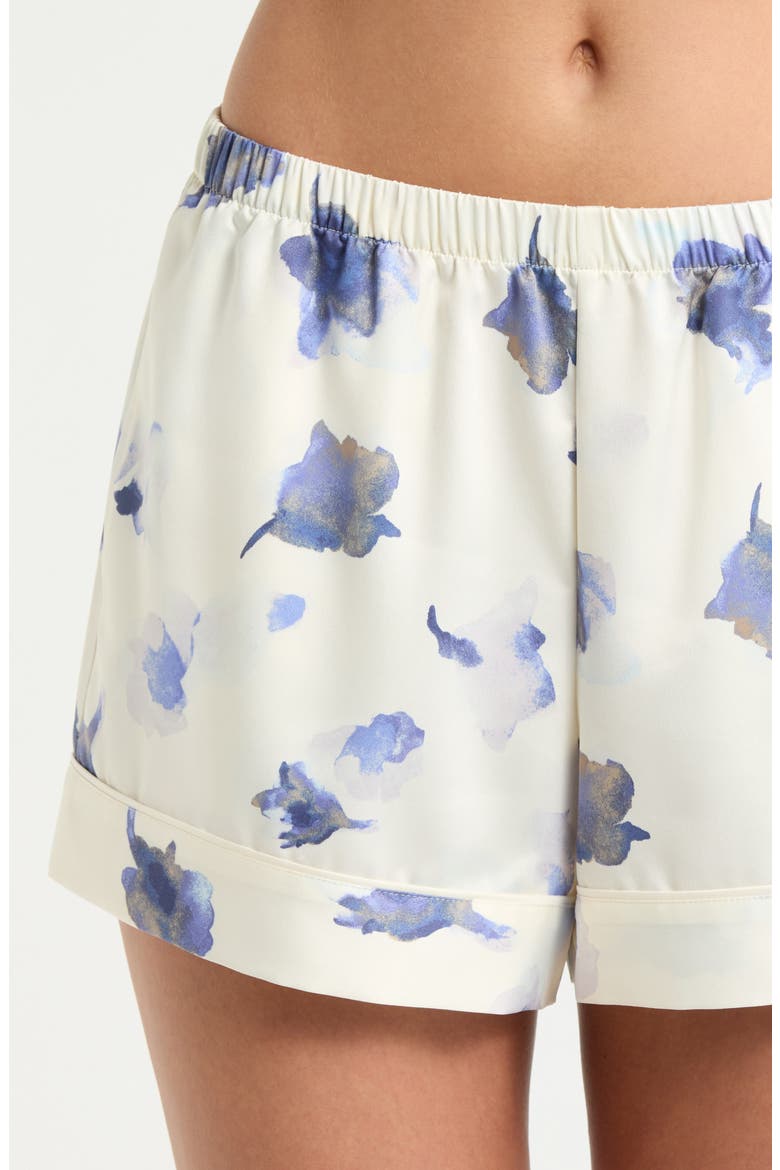 Satin Short Pajamas, Alternate, color, PURPLE WATERCOLOR BLOSSOM