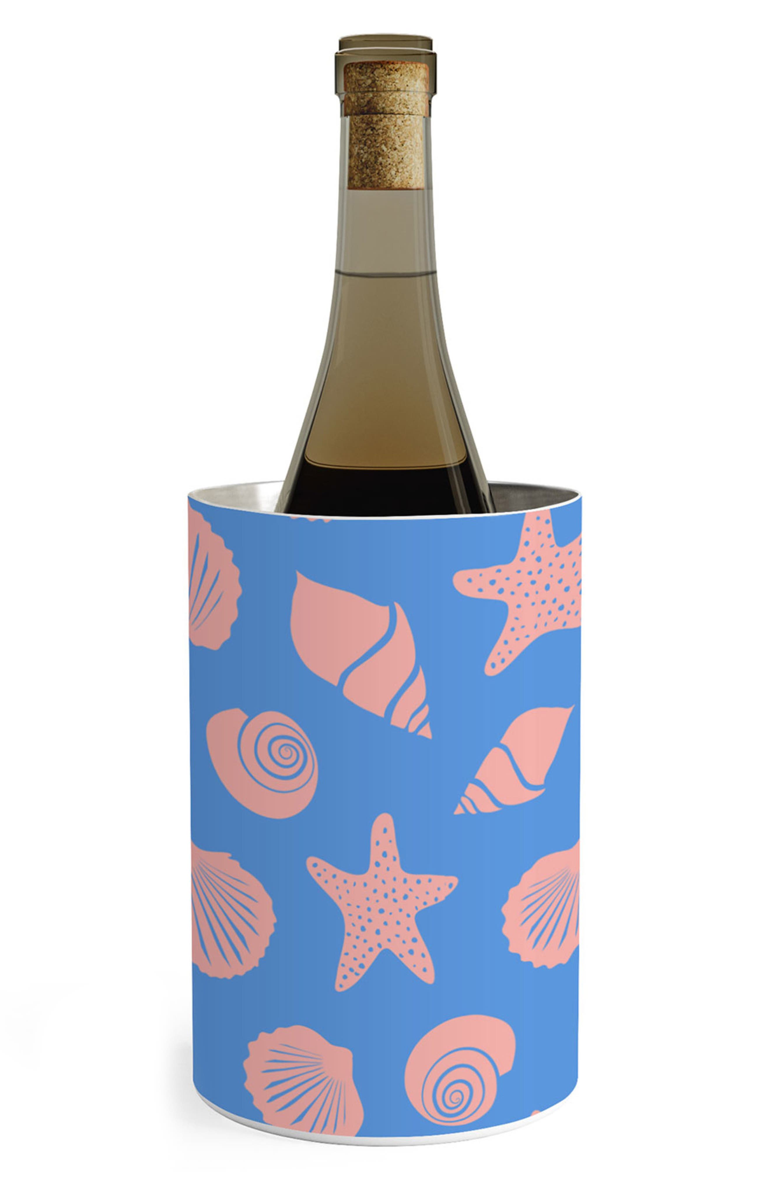 Deny Designs Shells on Blue Stainless Steel Wine Chiller