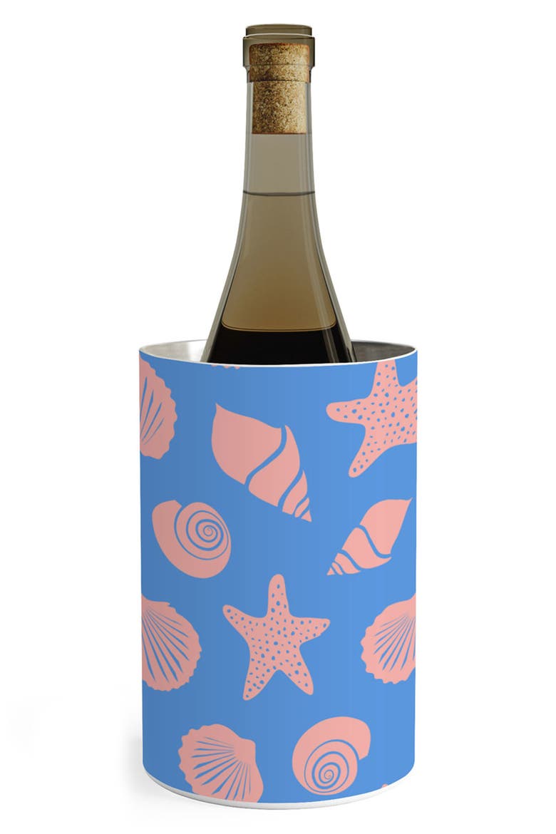 Shells on Blue Stainless Steel Wine Chiller, Main, color, BLUE
