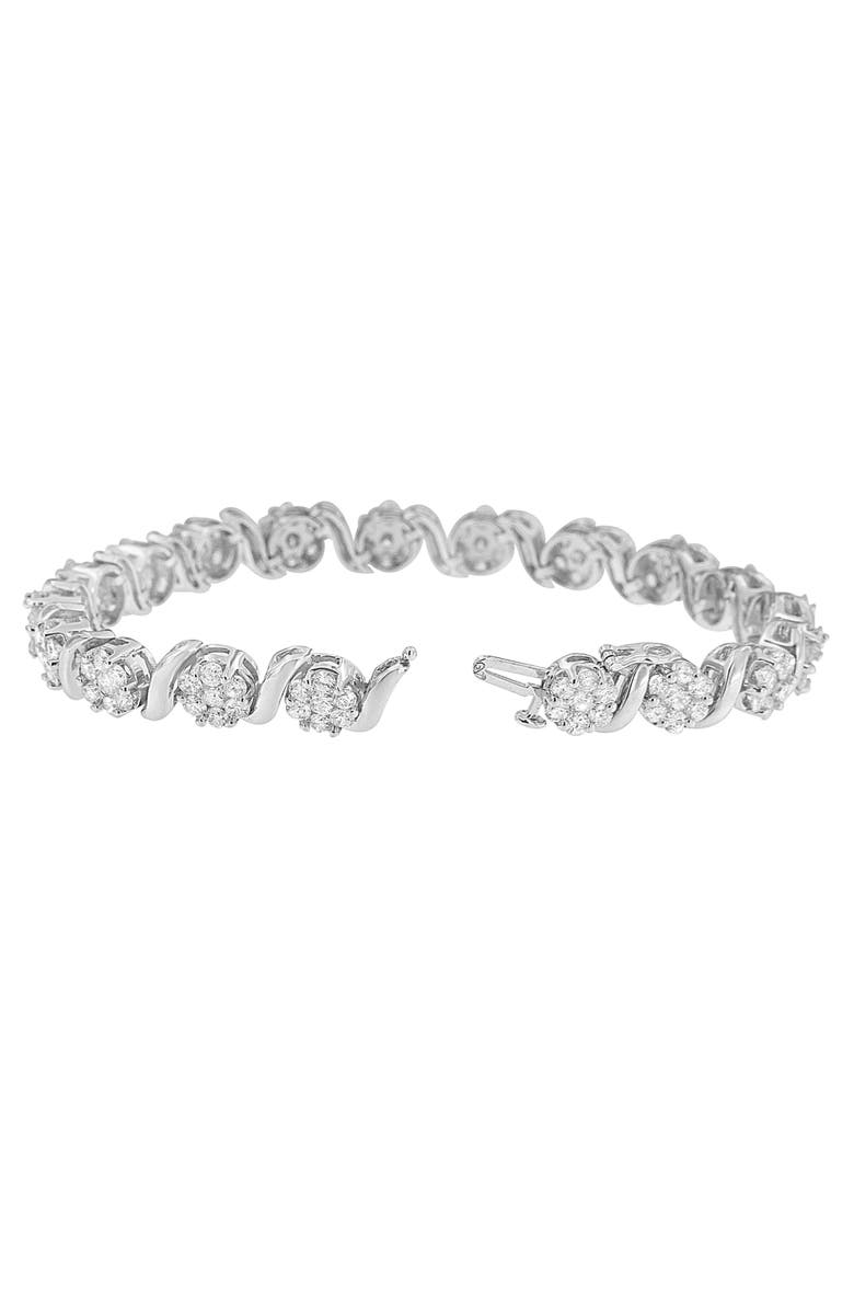 Haus of Brilliance 14K White Gold 7 3/8 Cttw Diamond Floral Cluster S Link Bracelet, Alternate, color, White