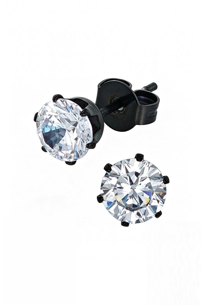 Round Stud Earrings, Main, color, BLACK