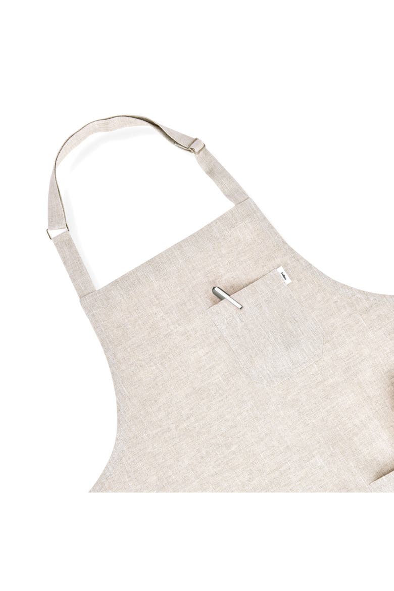 Linen Bib Apron for Men & Women with Front Pockets, 33 x 30 Inches, Alternate, color, Light Natural