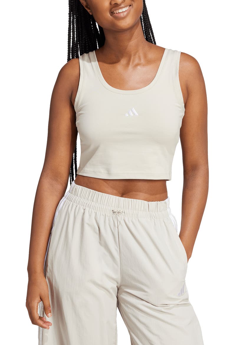 Stretch Cotton Crop Tank, Main, color, WONDER ALUMINA/ WHITE