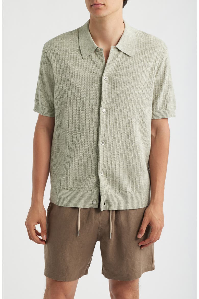 Nolan 6695 Organic Cotton Polo Cardigan, Main, color, SAGE MOULINE