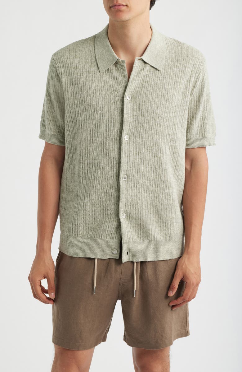 NN07 Nolan 6695 Organic Cotton Polo Cardigan, Main, color, Sage Mouline