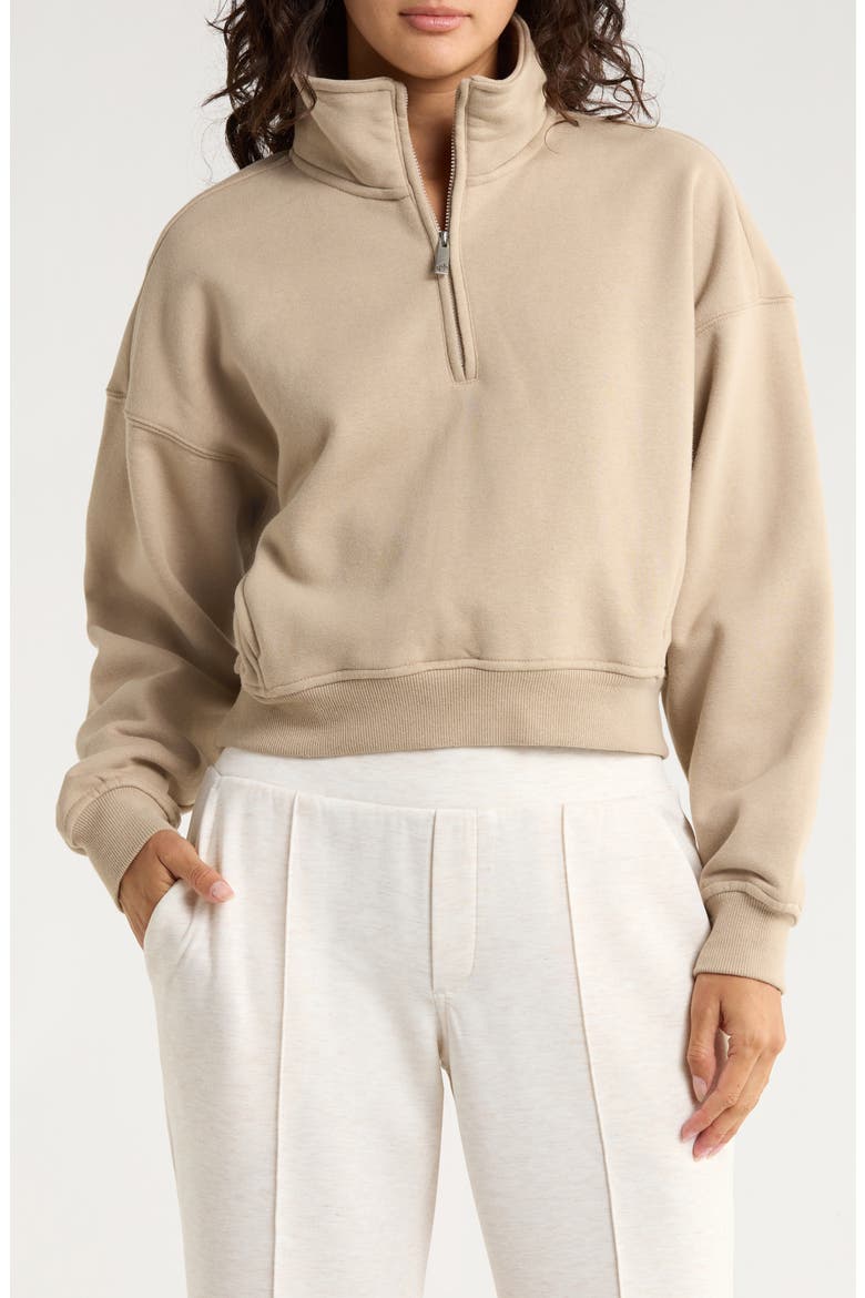 Forever Fleece Quarter Zip Sweatshirt, Main, color, COBBLESTONE