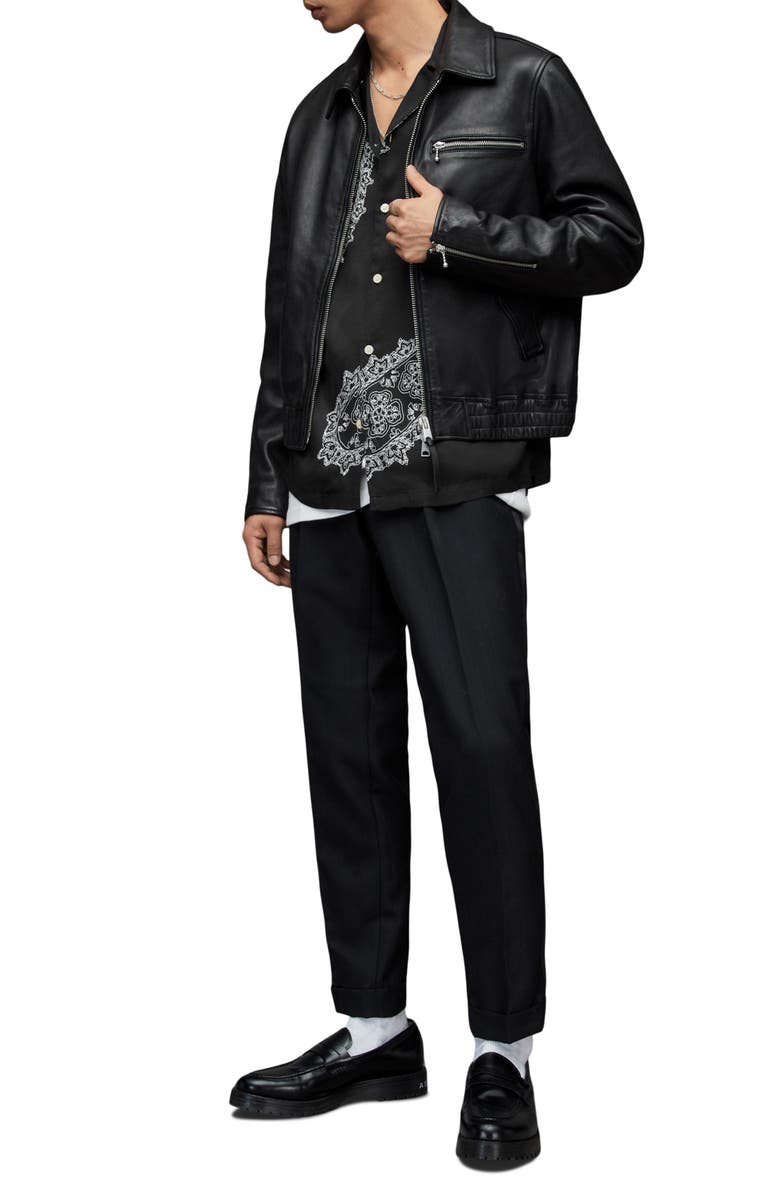 AllSaints Aaran Relaxed Fit Paisley Short Sleeve Button-Up Camp Shirt, Alternate, color, 