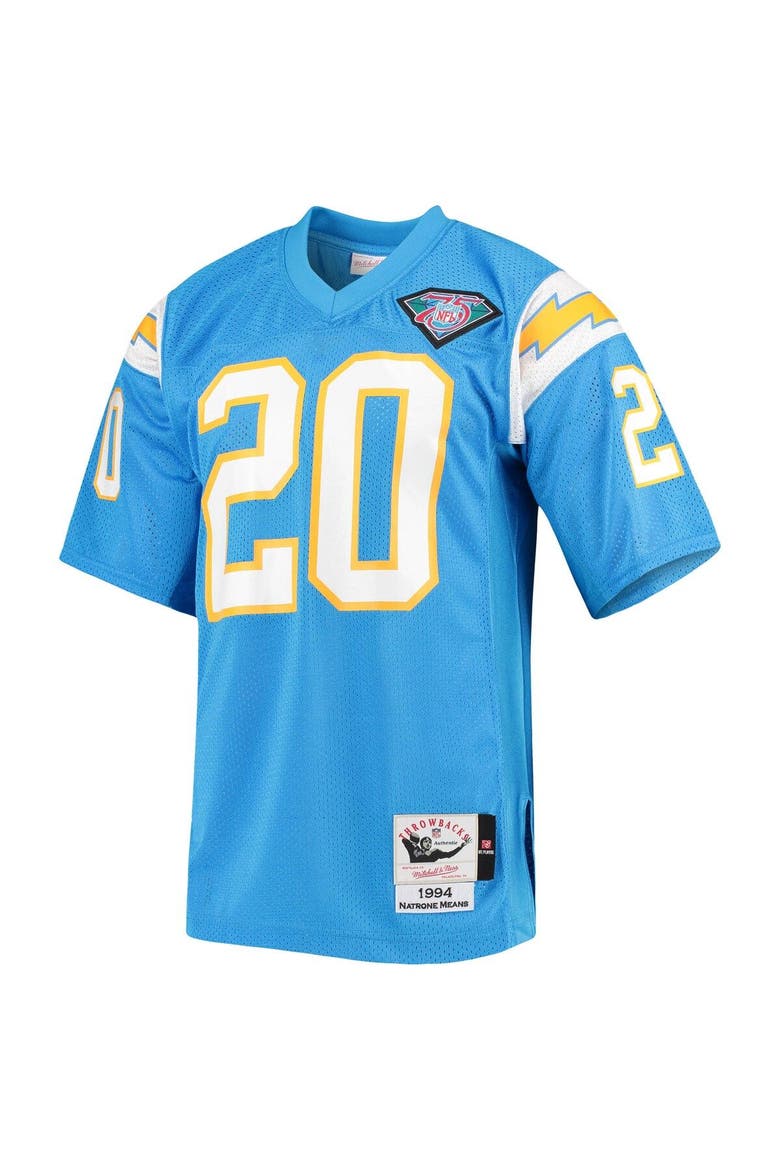 Men's Mitchell & Ness Natrone Means Powder Blue Los Angeles Chargers 1994 Authentic Throwback Retired Player Jersey, Alternate, color, Powder Blue