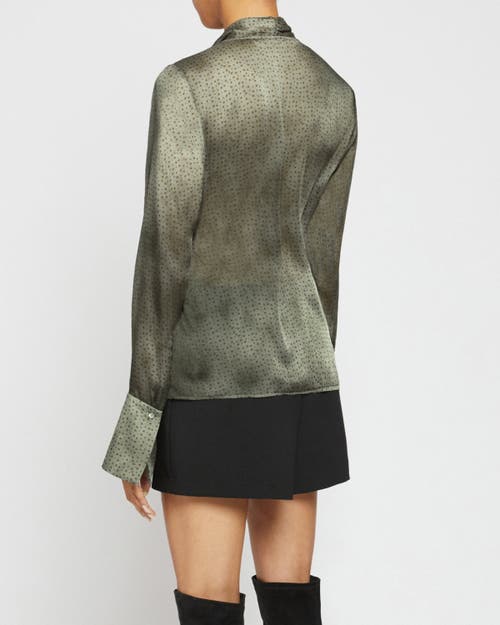 Santorelli Amanda Long Sleeve Blouse With Drop Neck Tie In Deep Sage