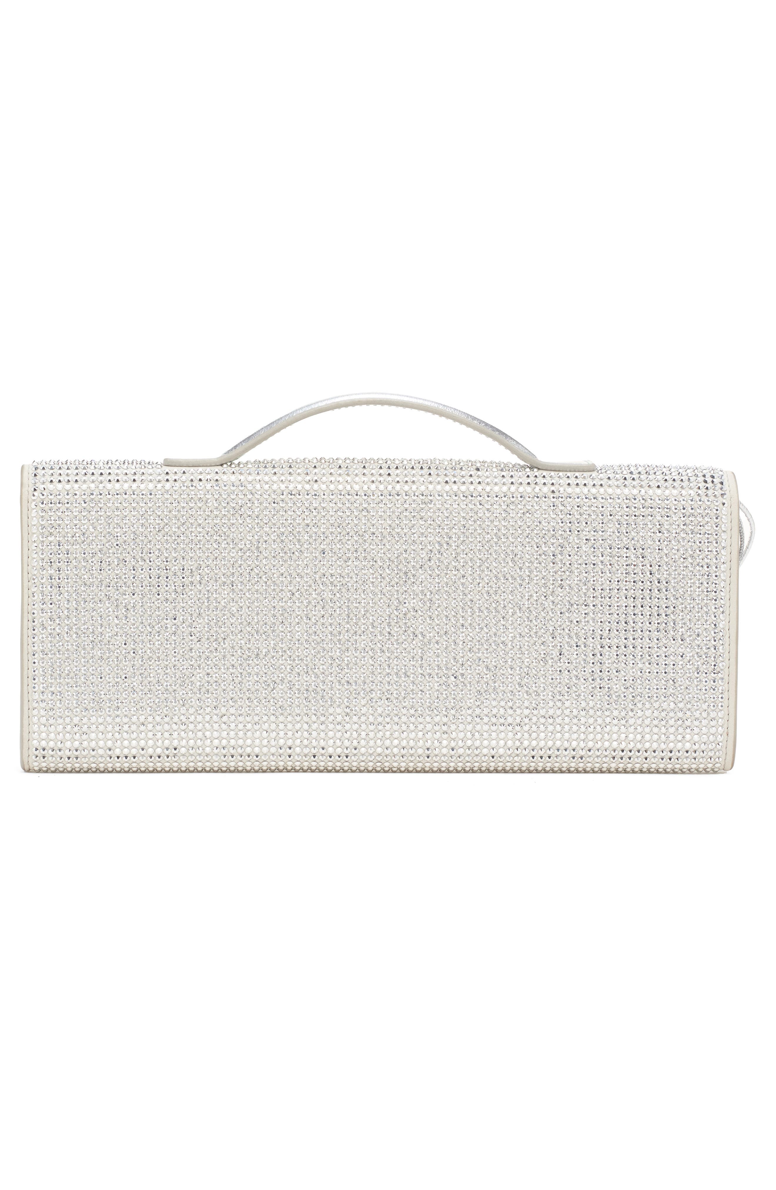 Bottega Veneta Long Andiamo Crystal Embellished Clutch, Alternate, color, 1905 White M/ Silver-S