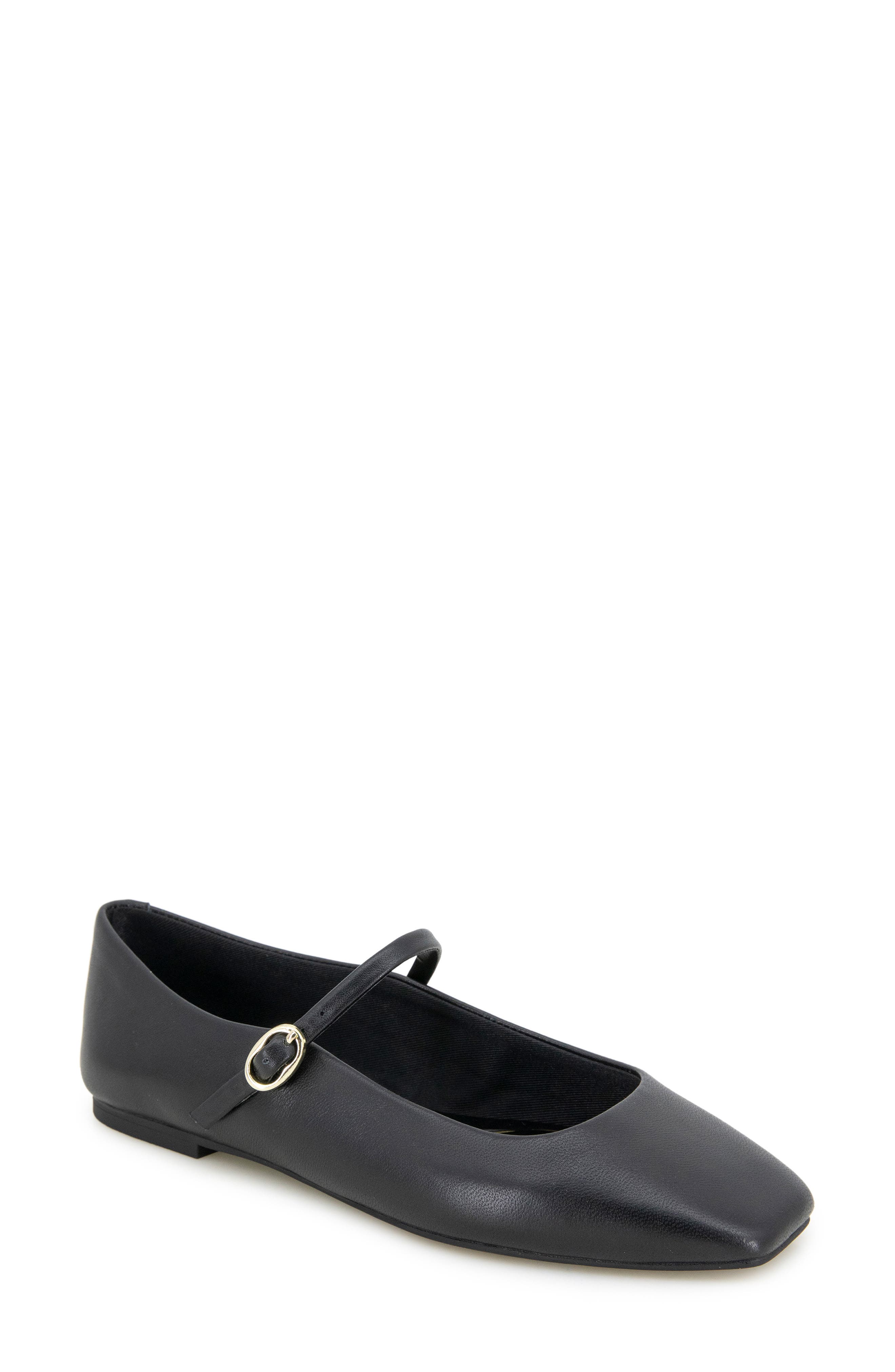 Kenneth Cole Jasper Mary Jane Flat, Main, color, Black Leather