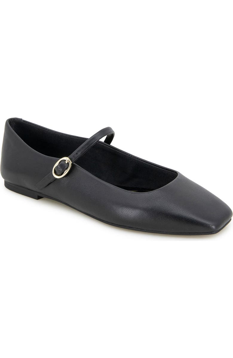 Kenneth Cole Jasper Mary Jane Flat, Main, color, Black Leather