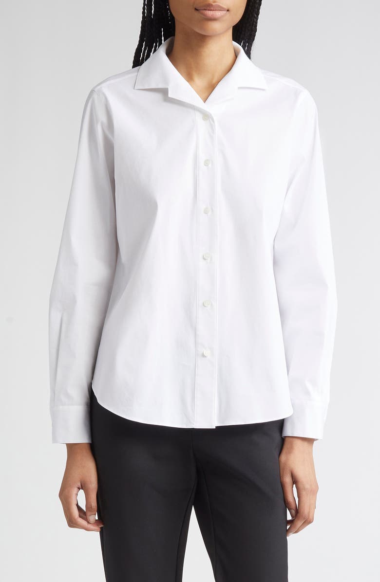 Lafayette 148 New York Notch Collar Blouse, Main, color, White