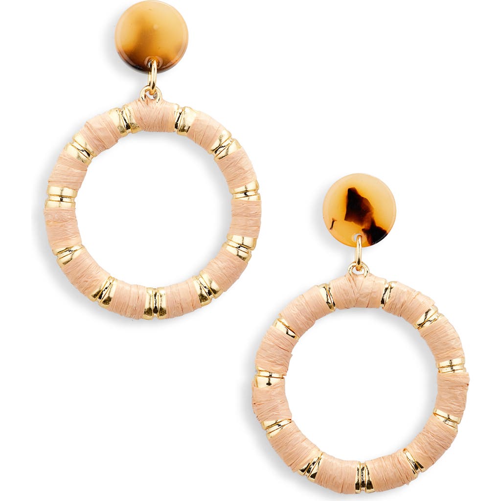 Cara Wrapped Frontal Hoop Drop Earrings In Tan