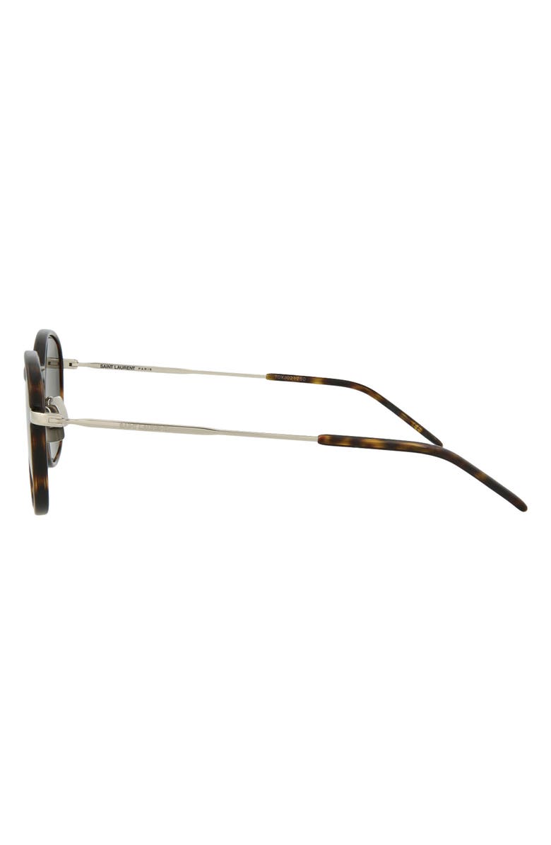 Saint Laurent 49mm Round Sunglasses, Alternate, color, Havana Silver Grey