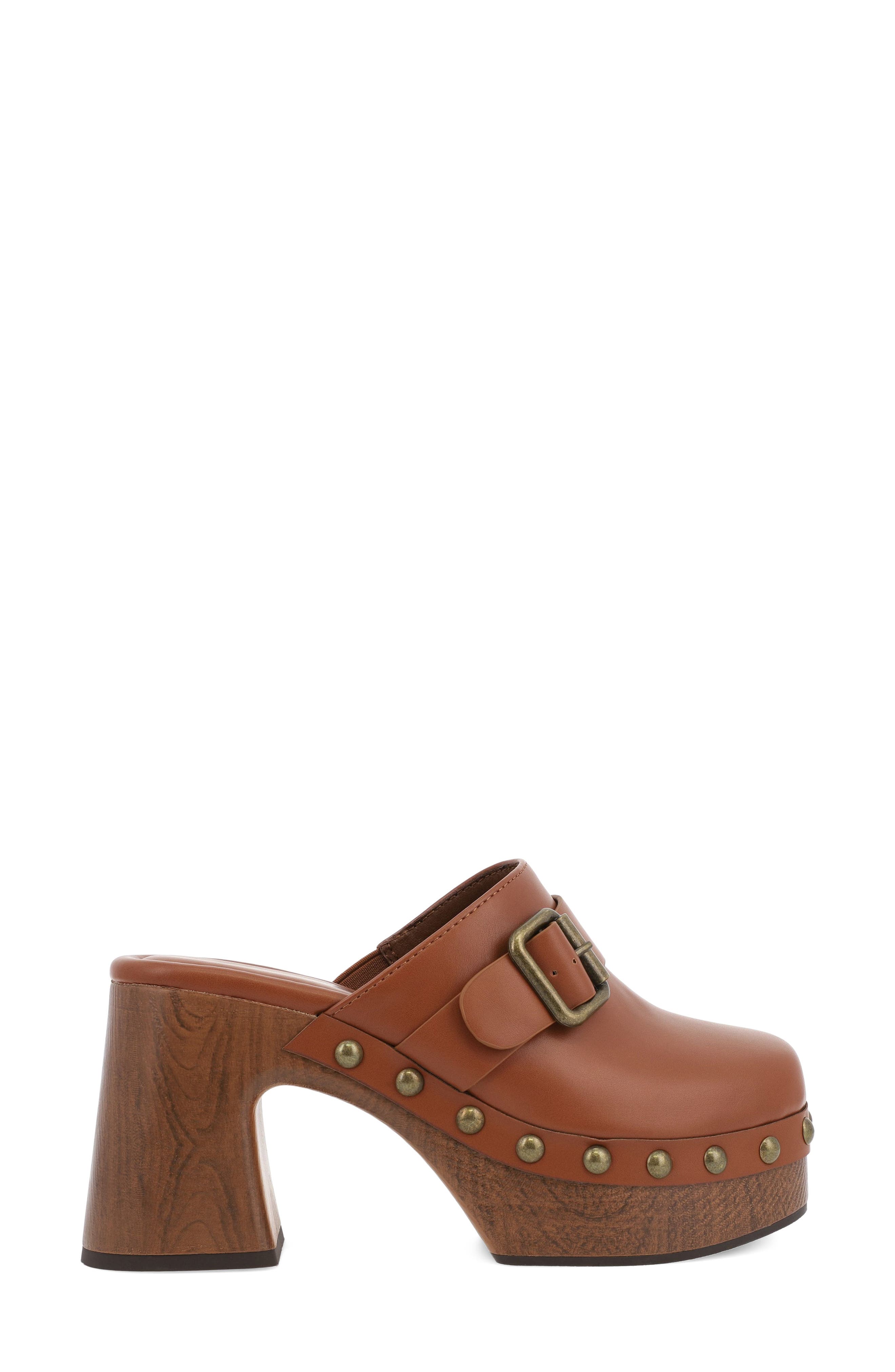 Larina Faux Leather Platform Clog, Alternate, color, COGNAC