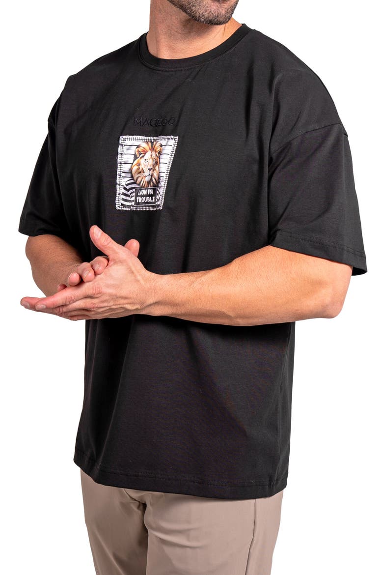 Ascension Trouble Appliqué Cotton Graphic T-Shirt, Alternate, color, BLACK