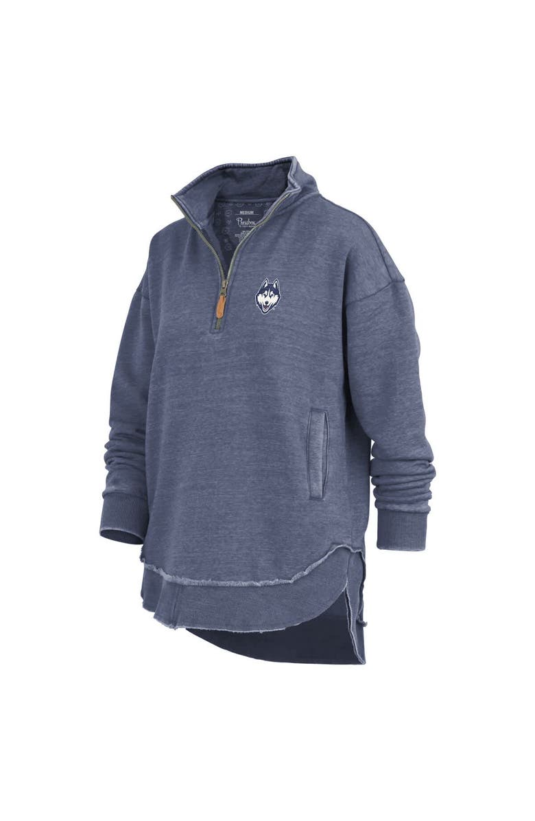 PRESSBOX Women's Pressbox Navy UConn Huskies Northfork Sojourn Poncho Quarter-Zip Sweatshirt, Alternate, color, Navy