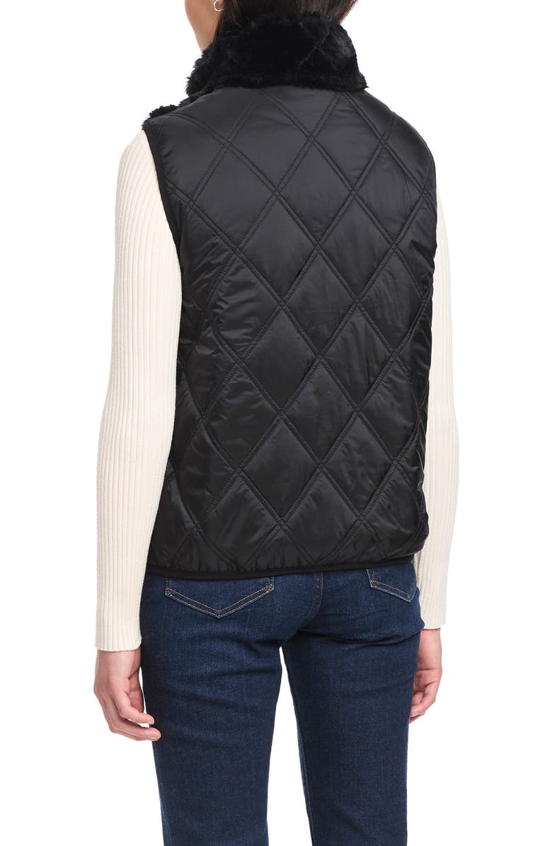Sanctuary Faux Fur Quilted Vest, Alternate, color, Black