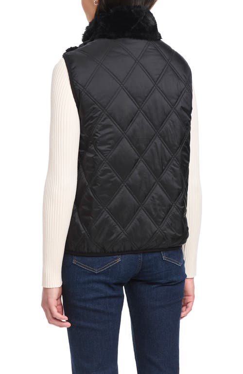 Sanctuary Faux Fur Quilted Vest In Black