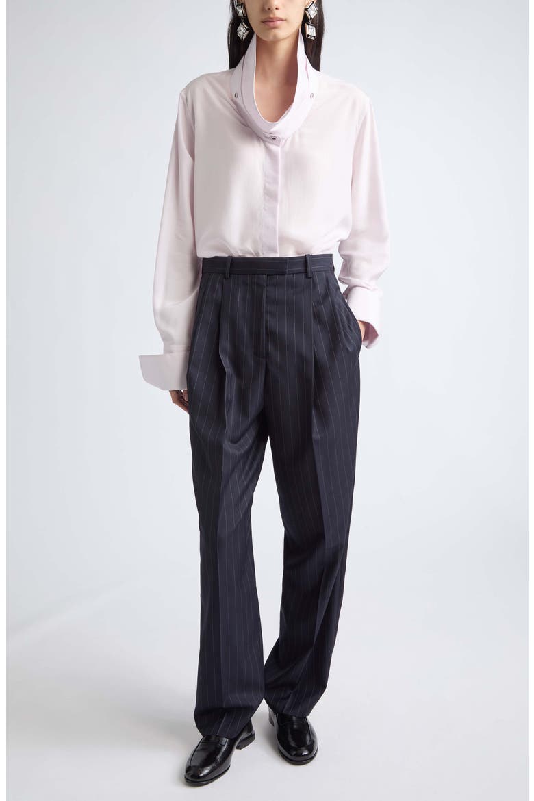 Double Pleat Wool Trousers, Alternate, color, DARK NAVY