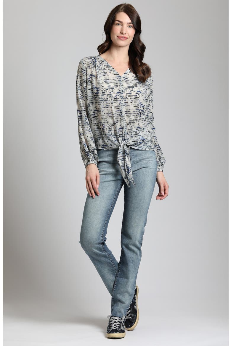 Print Tie Front Top, Alternate, color, GREY MULTI
