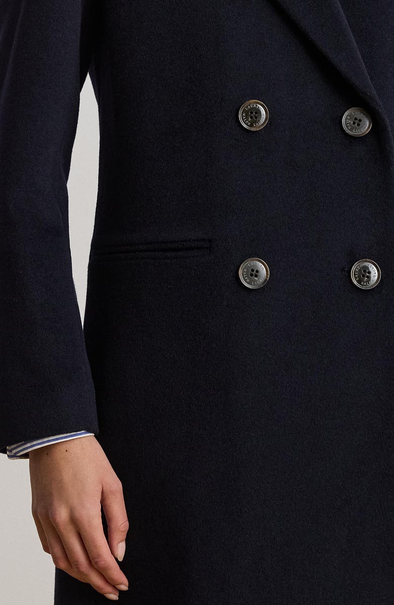 Lauren Ralph Lauren Double Breasted Wool Blend Reefer Coat, Alternate, color, Regal Navy
