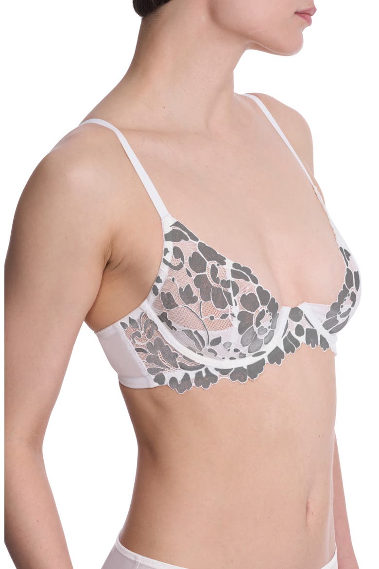 Peony Unlined Lace Underwire Bra, Alternate, color, WARM WHITE/ BLACK