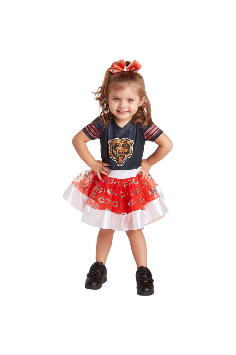 Girls Toddler Navy Chicago Bears Tutu Tailgate Game Day V-Neck Costume, Main, color, Navy