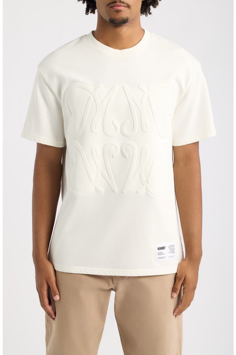 Monogram Embossed Cotton Graphic T-Shirt, Main, color, ANTIQUE WHITE