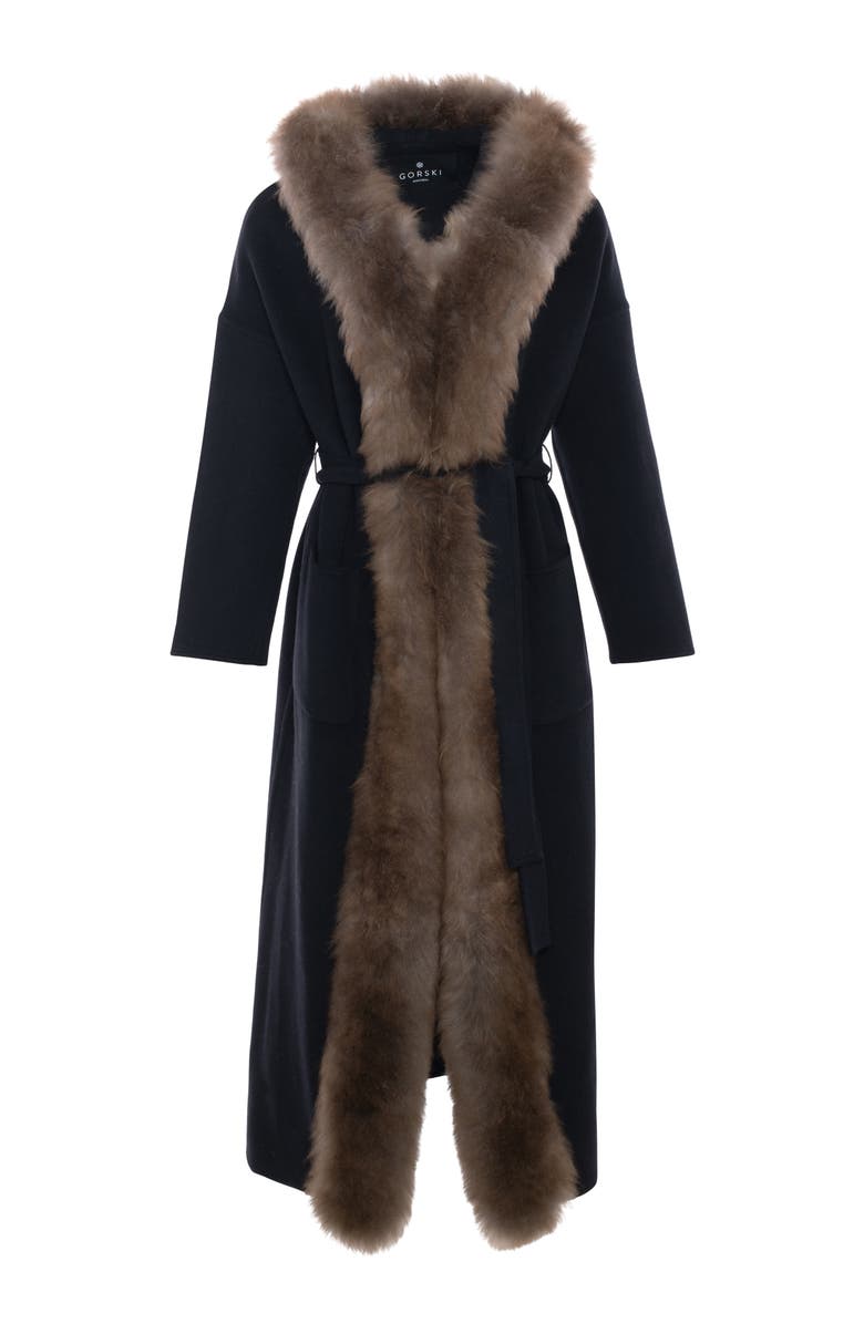 GORSKI Cashmere Parka with Genuine Shearling Trim, Alternate, color, Black/Brown/Black