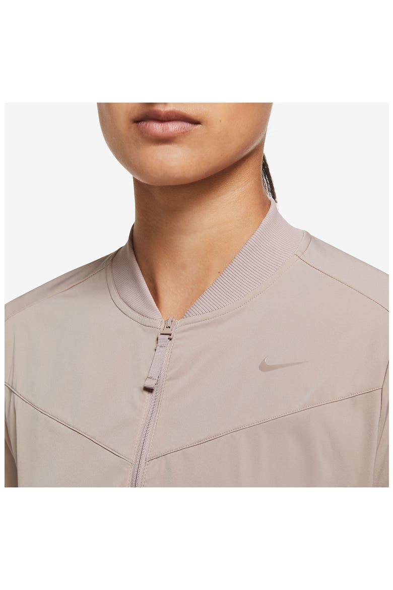 Dri-FIT Bliss Bomber Jacket, Alternate, color, DIFFUSED TAUPE/ CLEAR