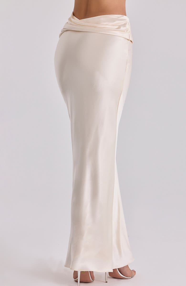 HOUSE OF CB Beau Satin Drape Maxi Skirt, Alternate, color, Vintage Cream