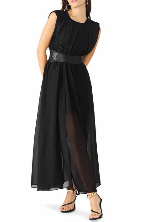 Steve Madden Issey Faux Leather Trim Maxi Dress