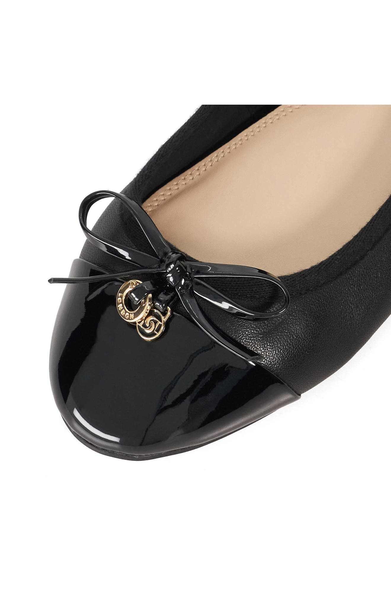 Dune London Harpington Cap Toe Ballet Flat, Alternate, color, Black