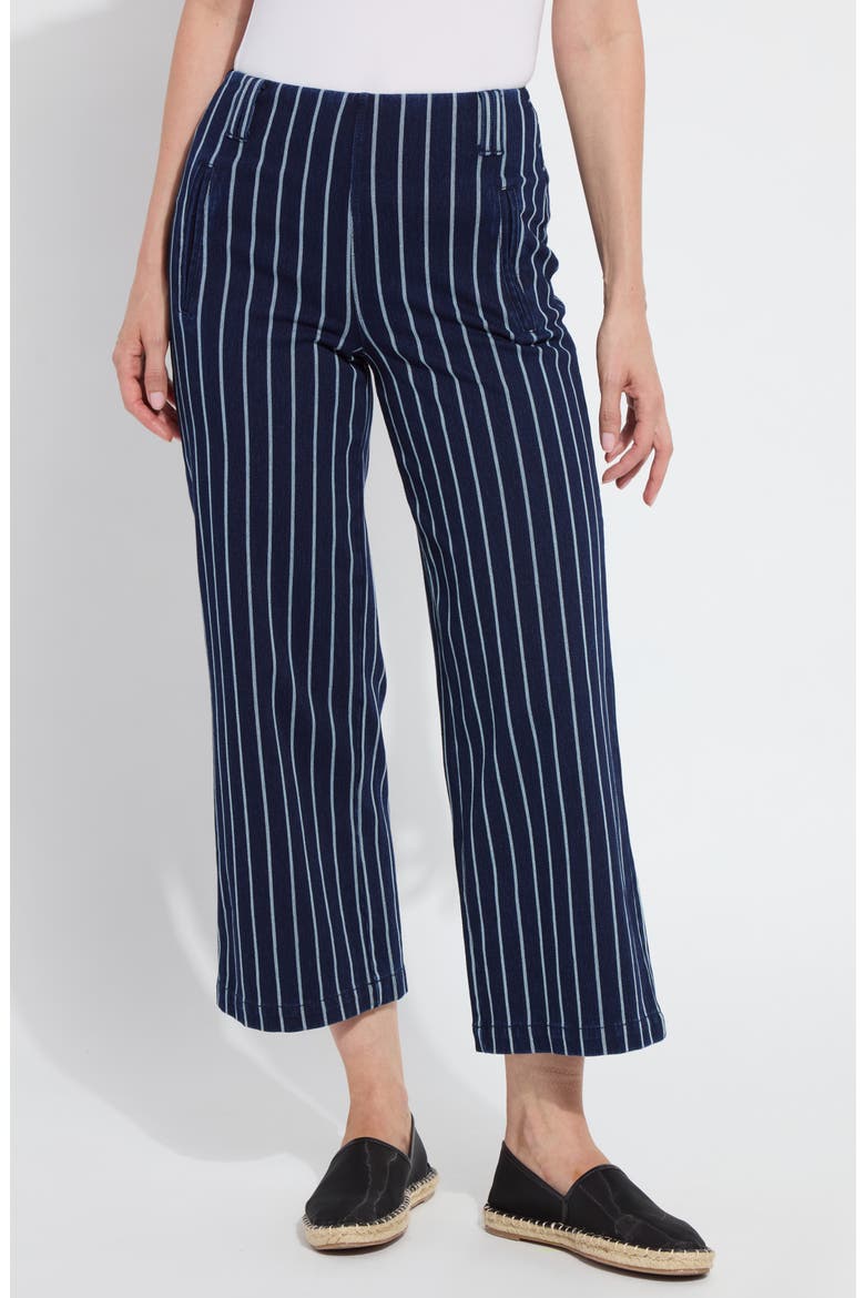 Esme Stripe Crop Wide Leg Jeans, Main, color, INDIGO NAUTICAL STRIPE