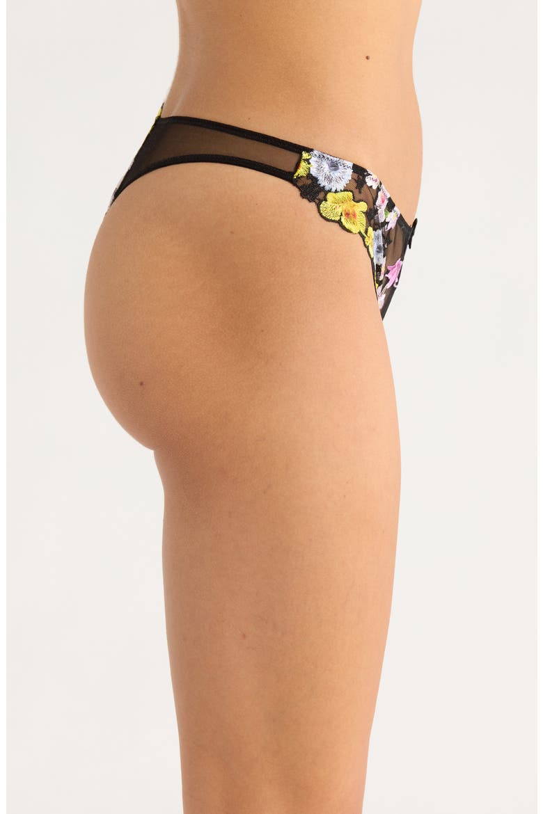 Eden Embroidered Silk Blend Bikini Briefs, Alternate, color, BLACK