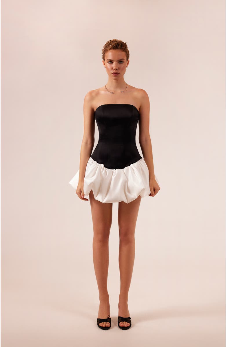 Milla Swan-like mini corset dress, Alternate, color, Black