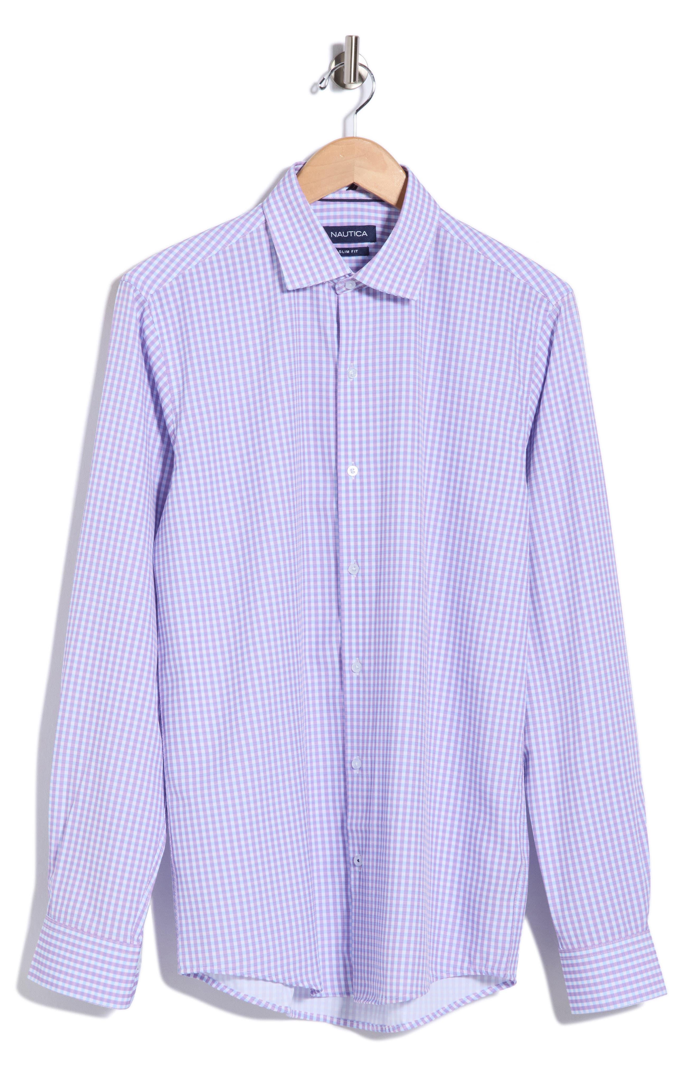 Slim Fit Gingham Stretch Dress Shirt
