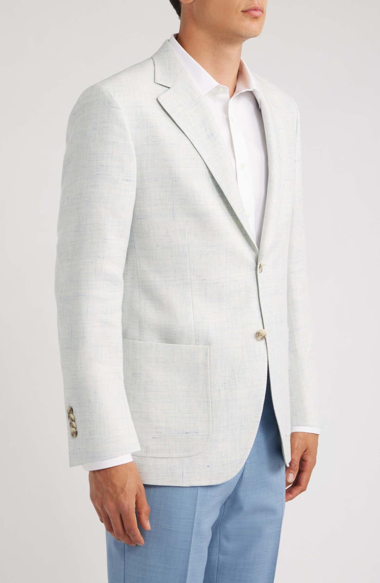 Peter Millar Hyperlight Soft Light Blue Mélange Wool & Linen Blend Sport Coat, Alternate, color, Light Blue