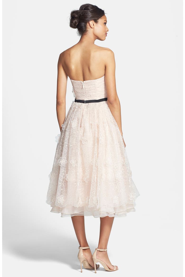 'Lucielle' 3D Floral Organza Dress, Alternate, color, PALE PINK