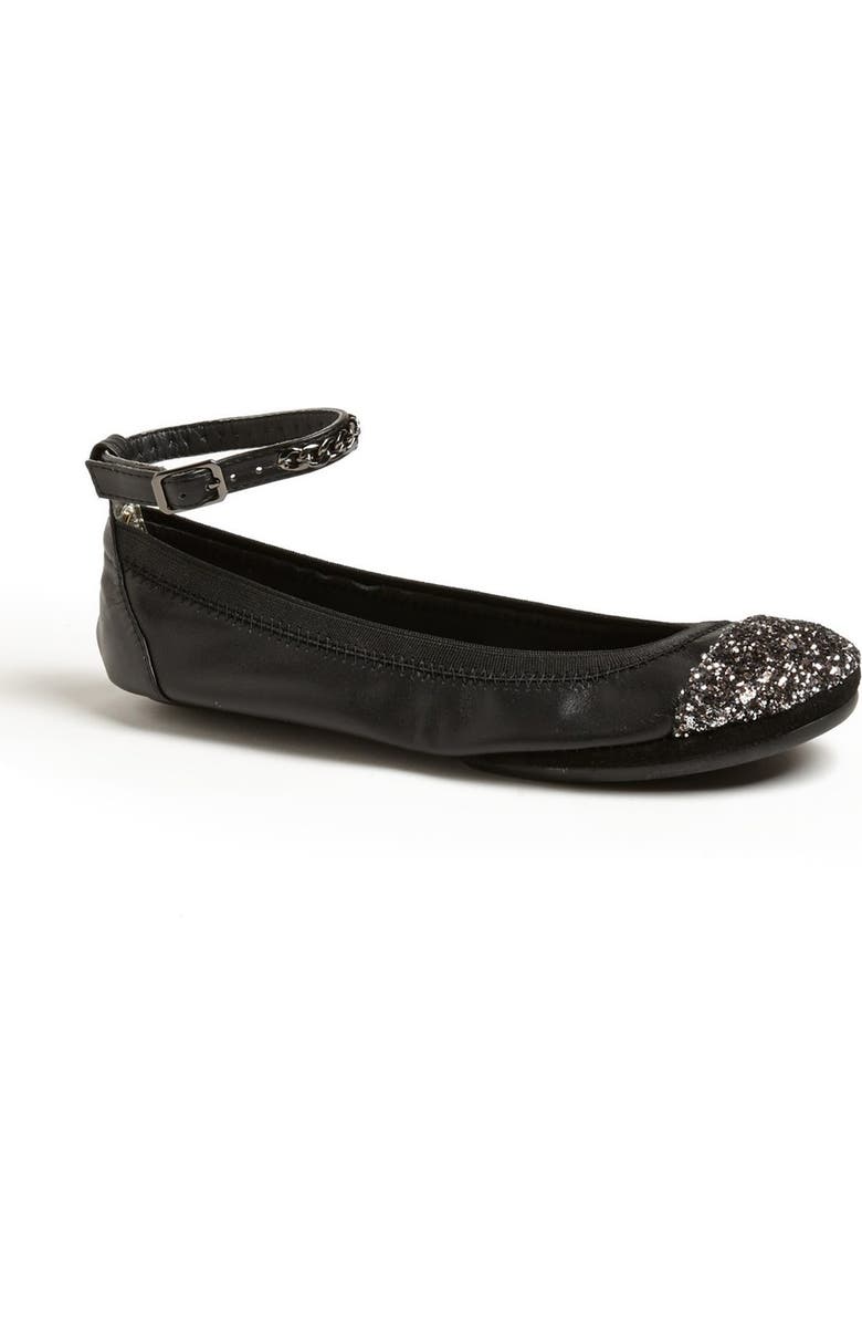 Yosi Samra Ankle Strap Foldable Ballet Flat, Main, color,