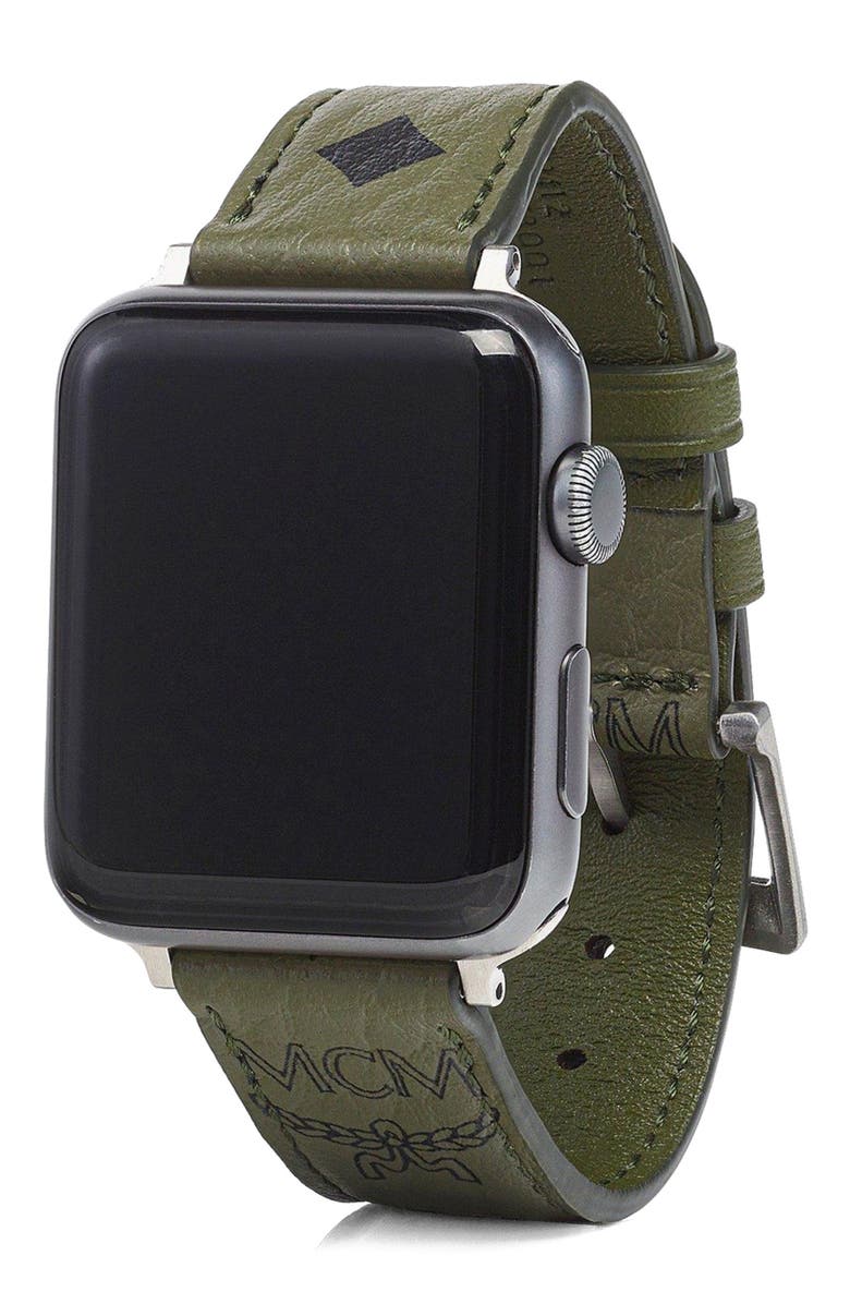 MCM Apple Watch Band in Visetos- M/L, Main, color, Green