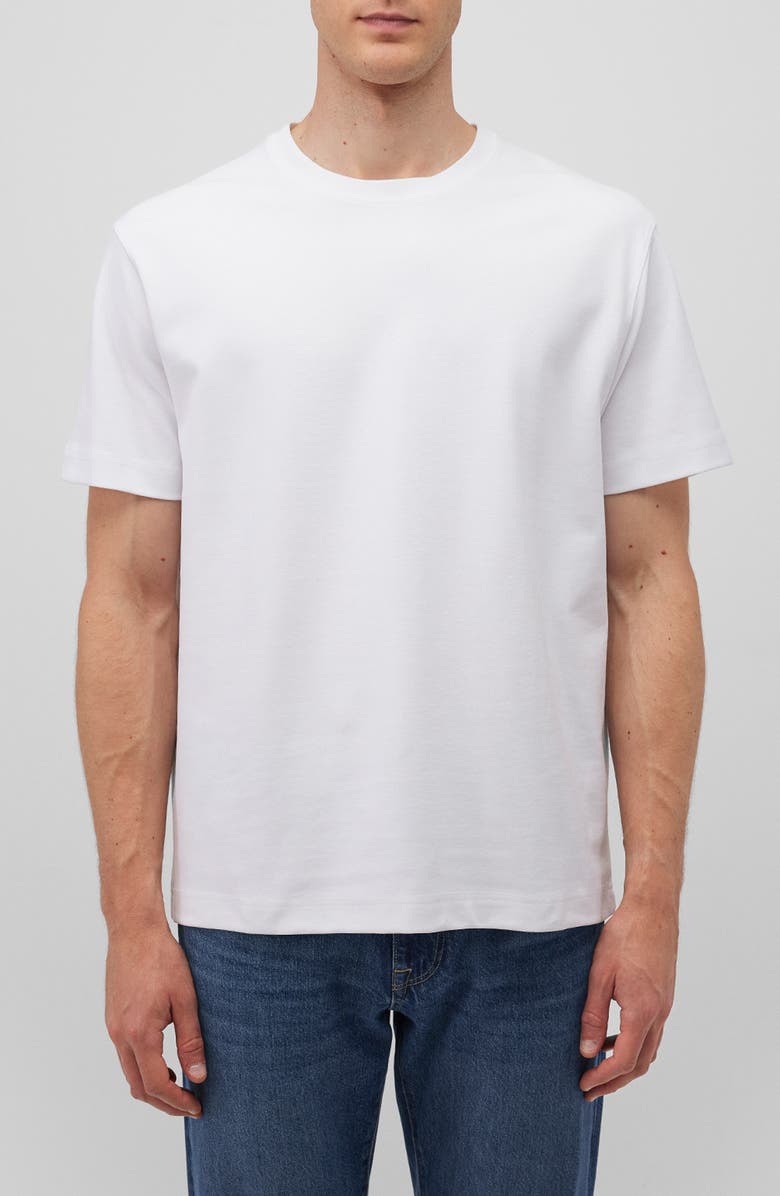 Mavi Jeans Solid White Cotton Blend Crewneck T-Shirt, Main, color,