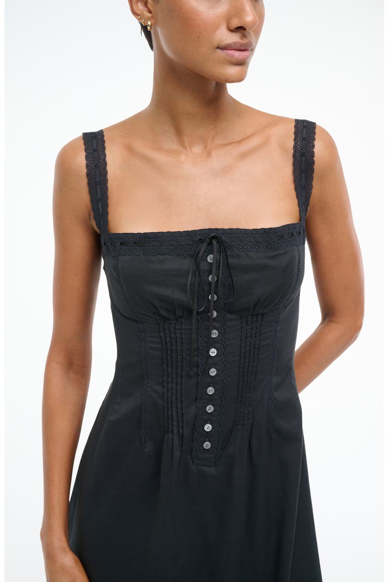 Matilde Lace Trim Midi Dress, Alternate, color, BLACK